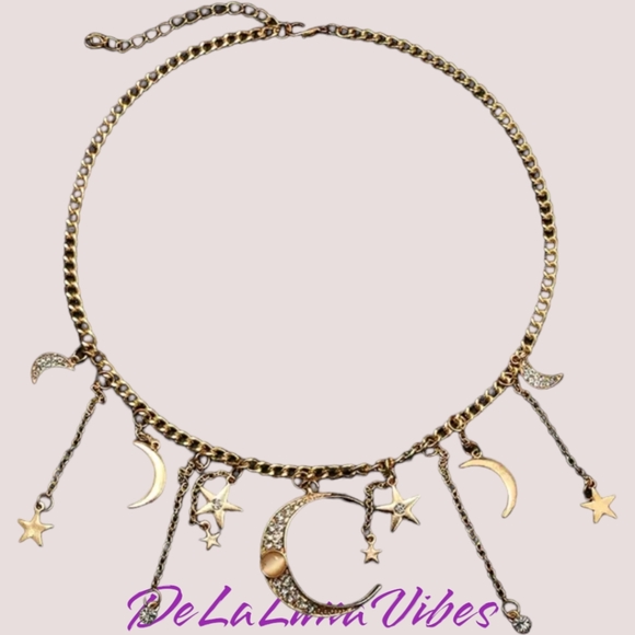 Moon Necklace - New - Gold Tone - Picture 3 of 6